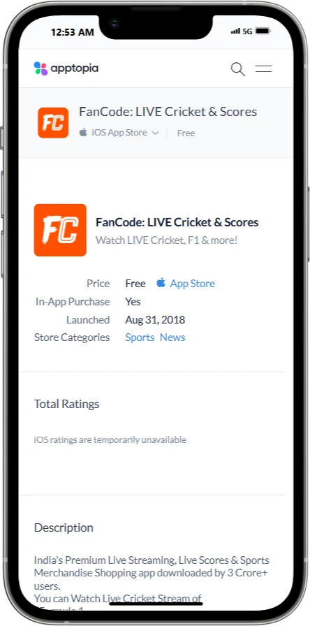 fancode ios store sport betting